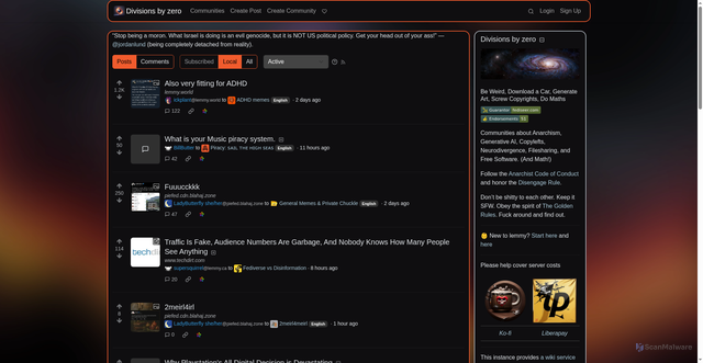 Security scan screenshot of https://lemmy.dbzer0.com