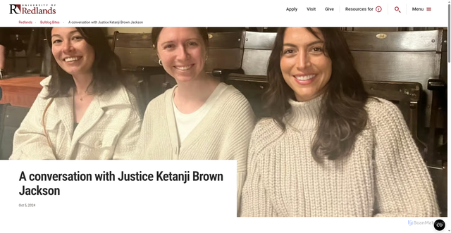 Security scan screenshot of https://www.redlands.edu/bulldog-bites/2024/a-conversation-with-justice-ketanji-brown-jackson
