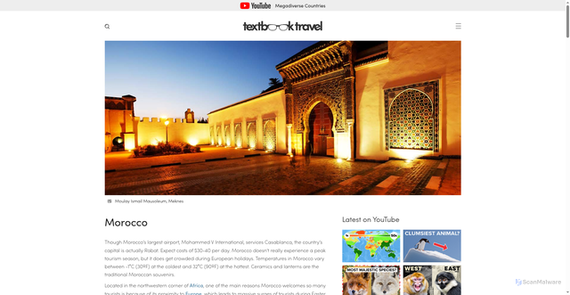 Security scan screenshot of https://www.textbooktravel.com/africa/north-africa/morocco/