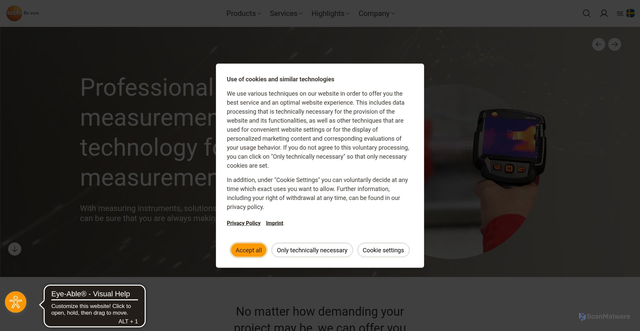 Security scan screenshot of https://www.testo.com