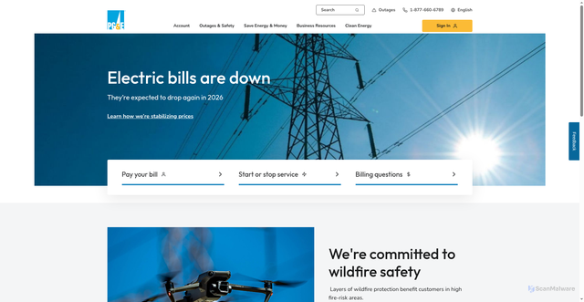 Security scan screenshot of https://www.pge.com/en.html