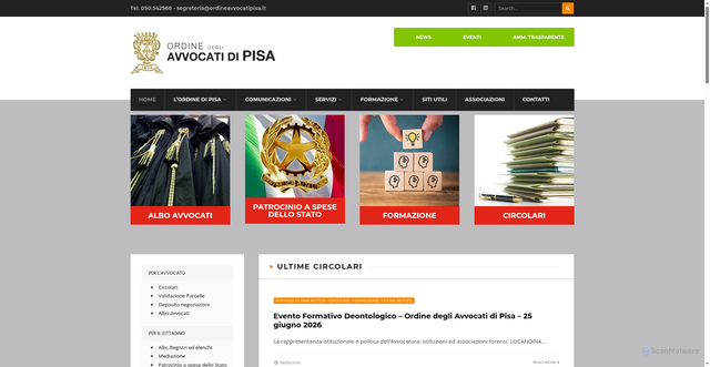 Security scan screenshot of https://www.ordineavvocatipisa.it