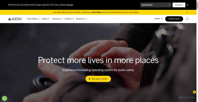 Security scan screenshot of https://www.axon.com