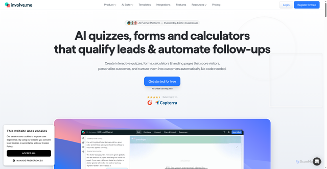 Security scan screenshot of https://admin.involve.me