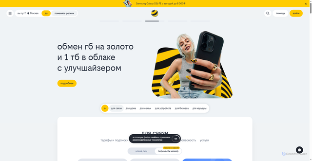 Security scan screenshot of https://www.beeline.ru
