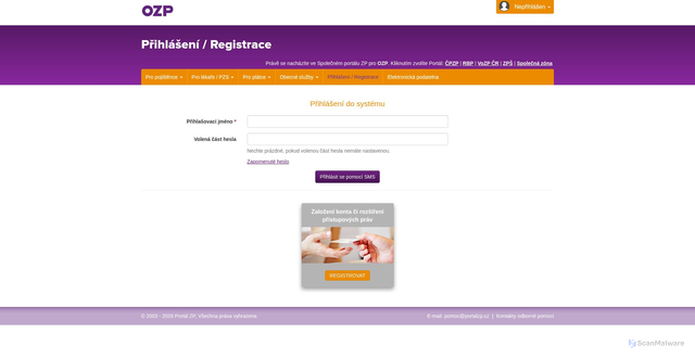 Security scan screenshot of https://portal.ozp.cz