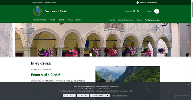 Security scan screenshot of https://comune.piode.vc.it/it-it/home