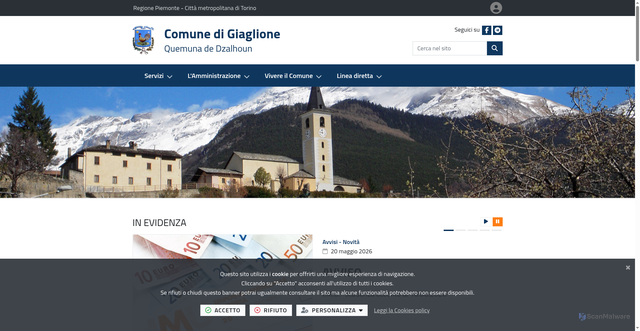 Security scan screenshot of https://www.comune.giaglione.to.it