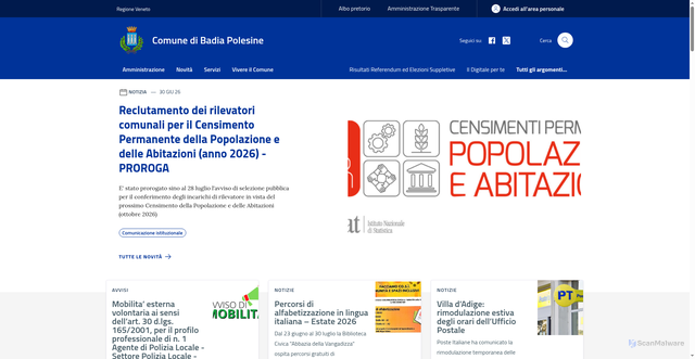 Security scan screenshot of https://www.comune.badiapolesine.ro.it/