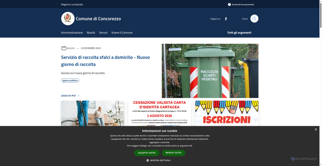 Security scan screenshot of https://www.comune.concorezzo.mb.it/it