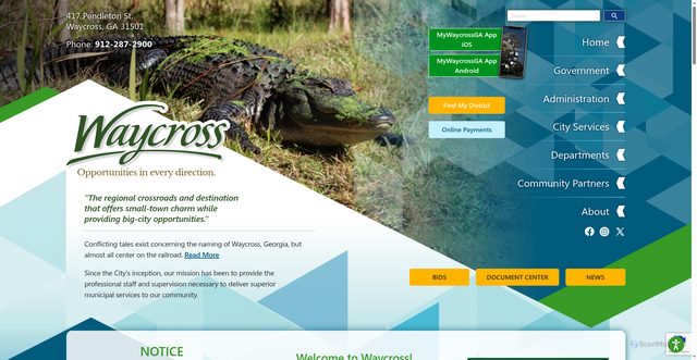 Security scan screenshot of https://www.waycrossga.gov/