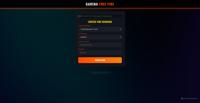 Security scan screenshot of https://freefire-reward-abalpqrpzf.edgeone.app/