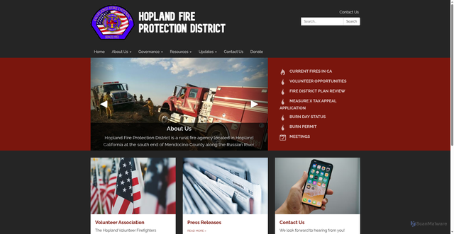 Security scan screenshot of https://www.hoplandfire.gov/