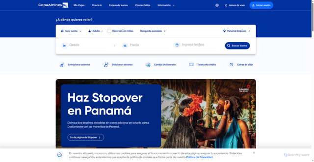 Security scan screenshot of https://www.copaair.com