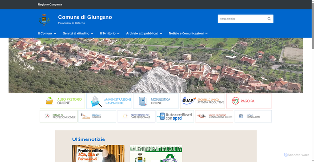 Security scan screenshot of https://www.comunegiungano.sa.it/