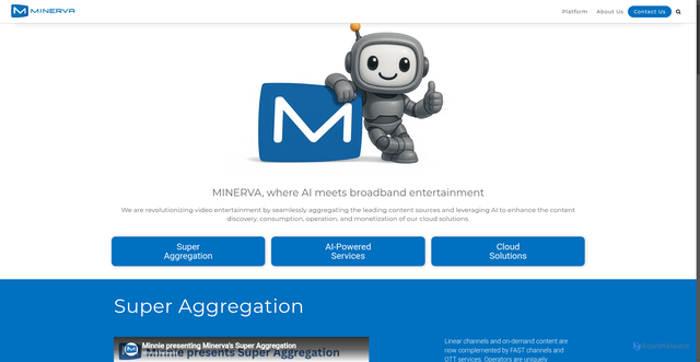 Security scan screenshot of https://minervanetworks.com