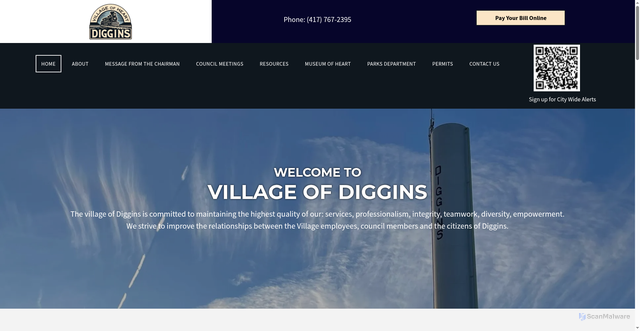 Security scan screenshot of https://www.digginsmo.gov/
