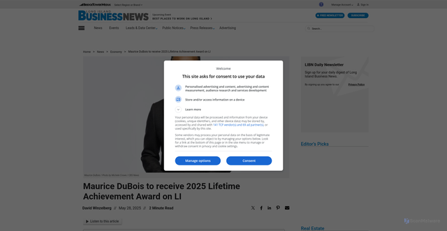 Security scan screenshot of https://libn.com/2025/05/28/maurice-dubois-2025-lifetime-award-long-island/