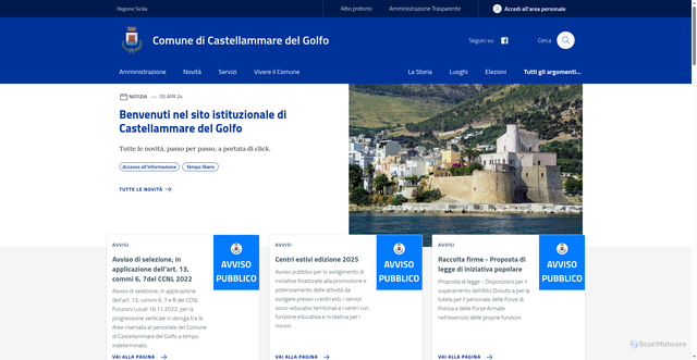 Security scan screenshot of https://www.comune.castellammare.tp.it/