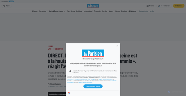 Security scan screenshot of https://www.leparisien.fr/faits-divers/direct-proces-du-meurtre-de-lola-derniere-journee-daudience-les-requisitions-attendues-ce-matin-avant-le-verdict-ce-soir-24-10-2025-O3OUXMB4HRF7FIXOOUOIBWPRAQ.php