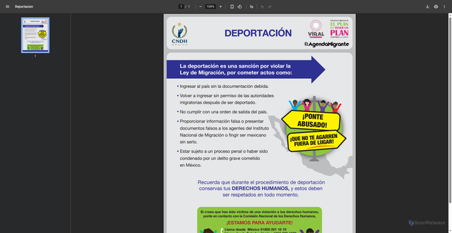Security scan screenshot of migrantes.cndh.org.mx