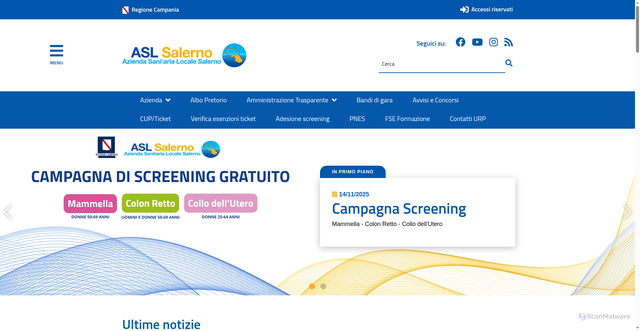 Security scan screenshot of https://www.aslsalerno.it/