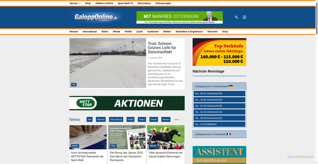 Security scan screenshot of https://galopponline.de