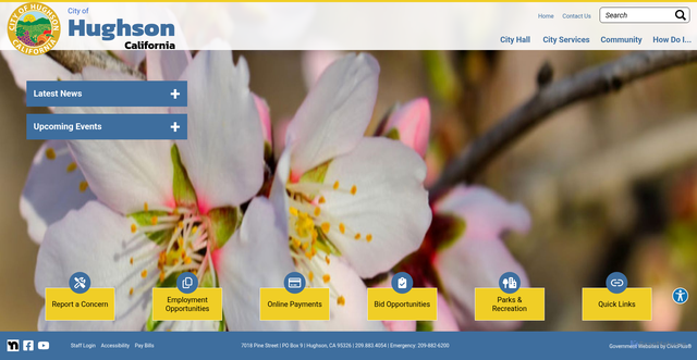 Security scan screenshot of https://www.cityofhughsonca.gov/