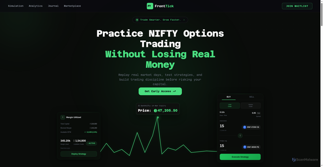 Security scan screenshot of https://fronttick.in/