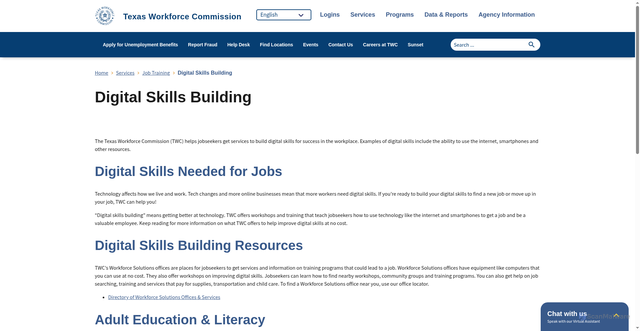 Security scan screenshot of https://www.twc.texas.gov/services/job-training/digital-skills