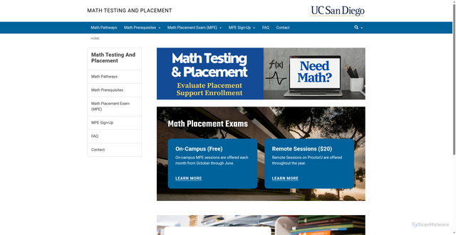Security scan screenshot of https://mathtesting.ucsd.edu