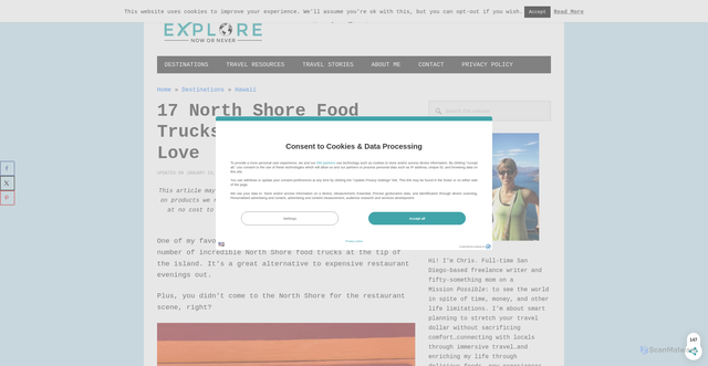 Security scan screenshot of https://explorenowornever.com/north-shore-food-trucks/