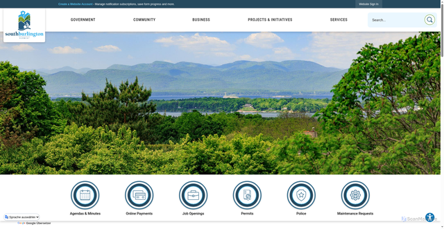 Security scan screenshot of https://www.southburlingtonvt.gov/