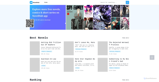 Security scan screenshot of https://novelhubapp.com