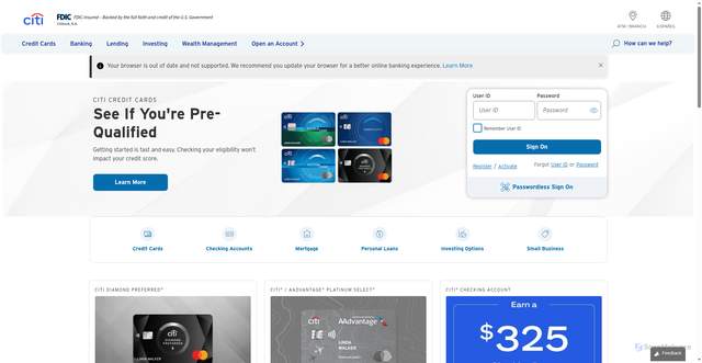 Security scan screenshot of https://www.citi.com