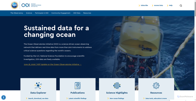 Security scan screenshot of https://oceanobservatories.org