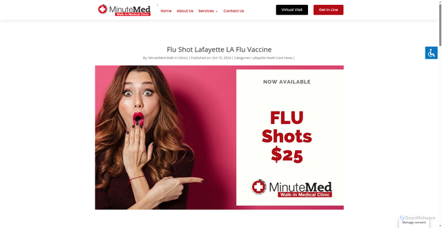 Security scan screenshot of https://myminutemed.com/flu-shot-lafayette-la/