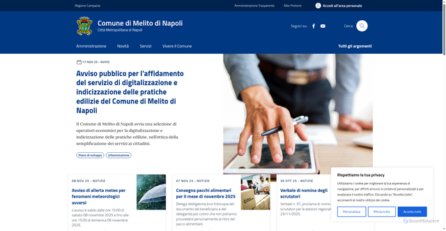 Security scan screenshot of https://comune.melito.na.it/