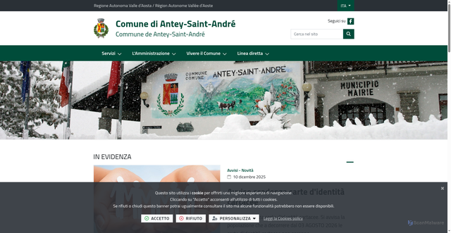 Security scan screenshot of https://www.comune.antey-st-andre.ao.it/it-it/home