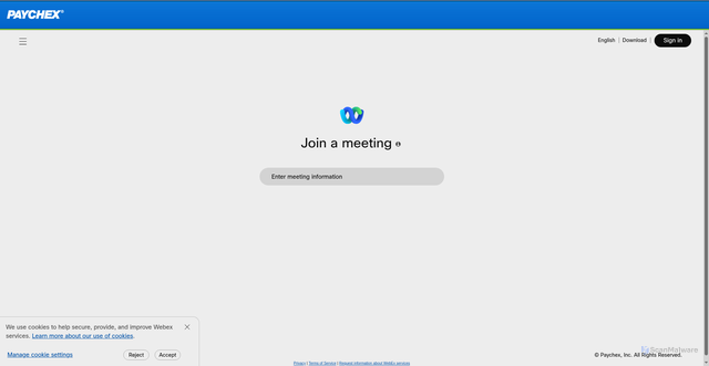 Security scan screenshot of https://paychex.webex.com