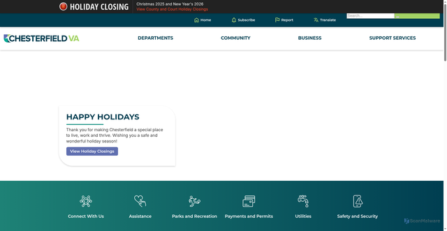 Security scan screenshot of https://www.chesterfield.gov/