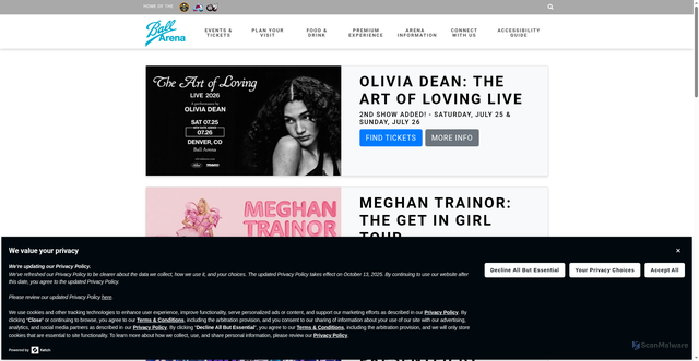 Security scan screenshot of https://www.ballarena.com/