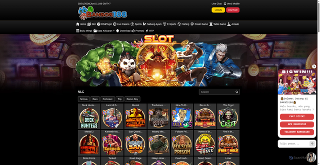 Security scan screenshot of https://noindek2-bansos188.xyz/desktop/game/slot/nlc