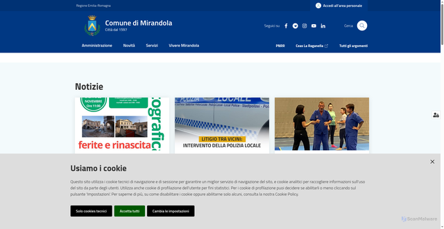Security scan screenshot of https://www.comune.mirandola.mo.it/