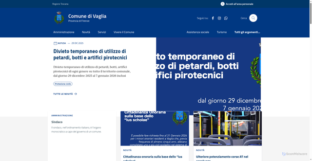 Security scan screenshot of https://comune.vaglia.fi.it/