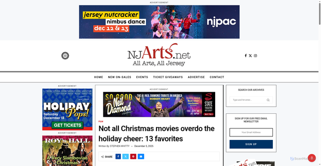 Security scan screenshot of https://www.njarts.net/not-all-christmas-movies-overdo-the-holiday-cheer-13-favorites/