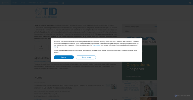 Security scan screenshot of https://tobaccoinduceddiseases.org