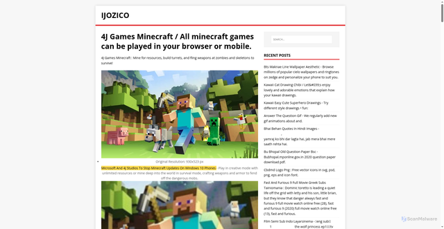 Security scan screenshot of https://cozijok.pages.dev/posts/4j-games-minecraft/