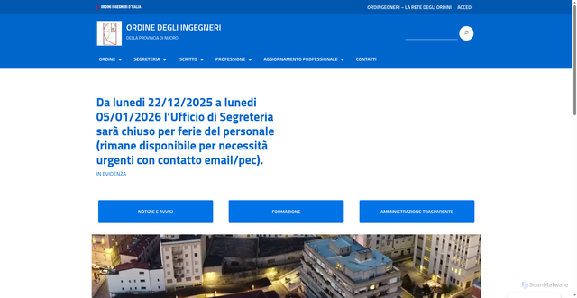 Security scan screenshot of https://www.ingegnerinuoro.it/
