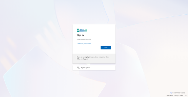 Security scan screenshot of https://primecaremed-my.sharepoint.com